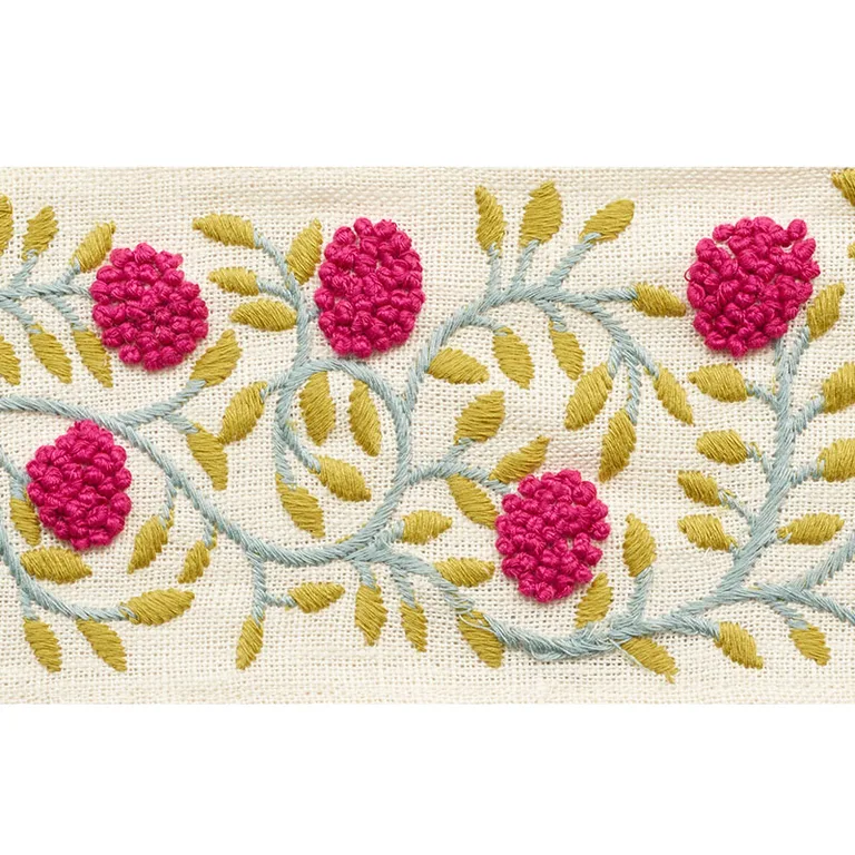 Schumacher Ashoka Tape trim in Magenta & Leaf (76293)