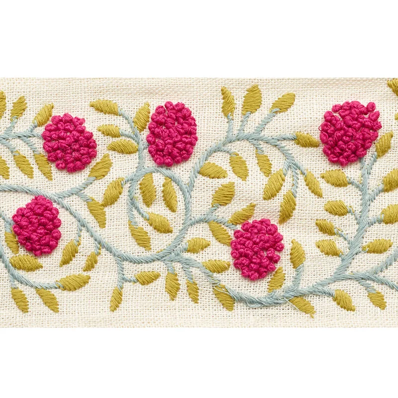 Schumacher Ashoka Tape trim in Magenta & Leaf (76293)
