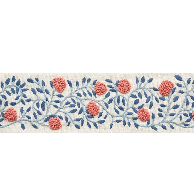 Schumacher Ashoka Tape trim in Rose & Sky (76290)