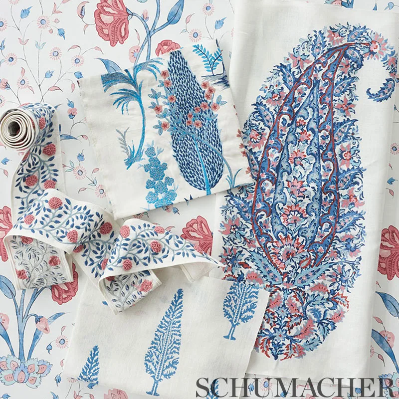76290 | Ashoka Tape - Rose & Sky Schumacher Ashoka Tape trim in Rose & Sky (76290)