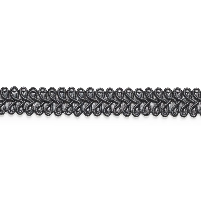 Schumacher Astor Braid Indoor/Outdoor trim in Charcoal (74966)