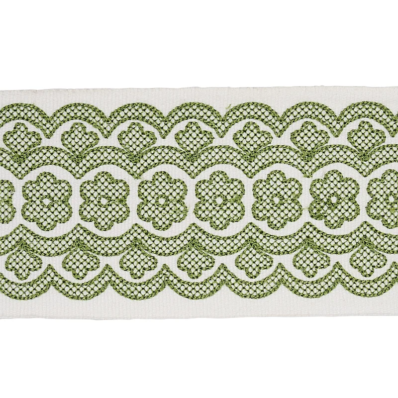 Schumacher Astrid Embroidered Tape trim in Green (80441)