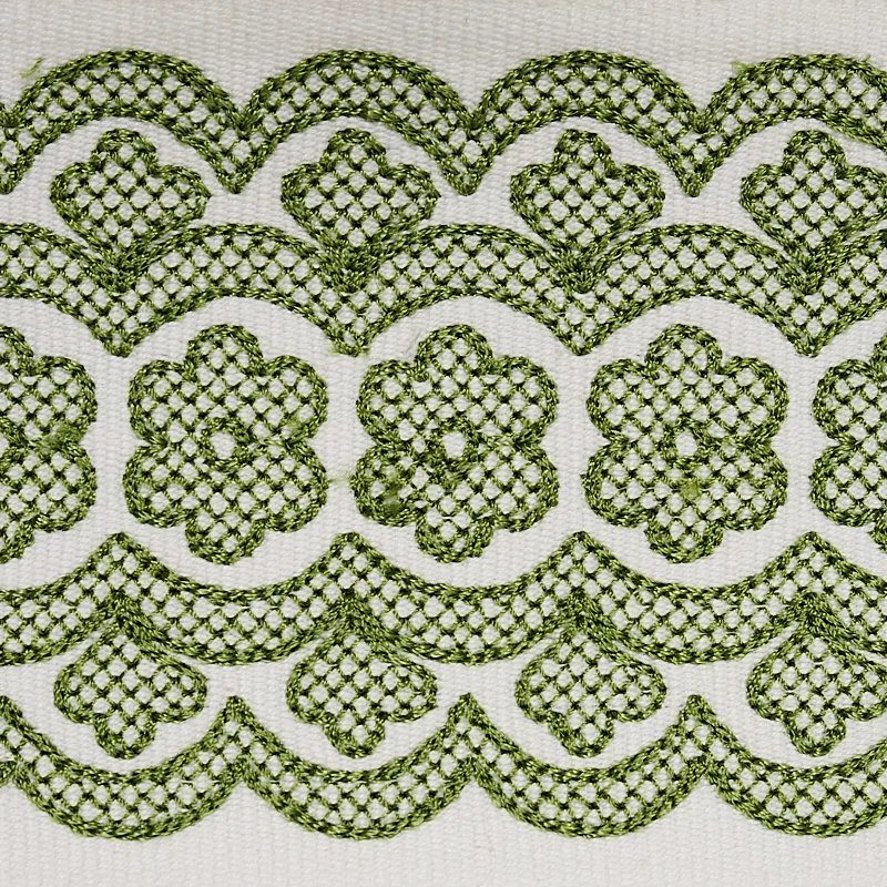 Schumacher Astrid Embroidered Tape trim in Green (80441)