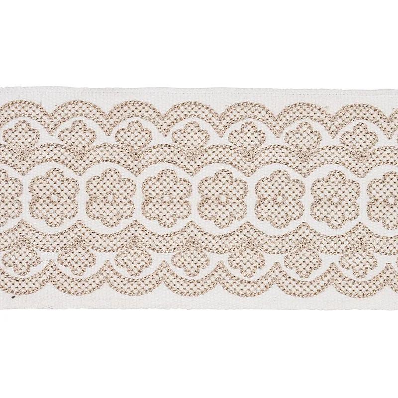 Schumacher Astrid Embroidered Tape trim in Natural (80440)