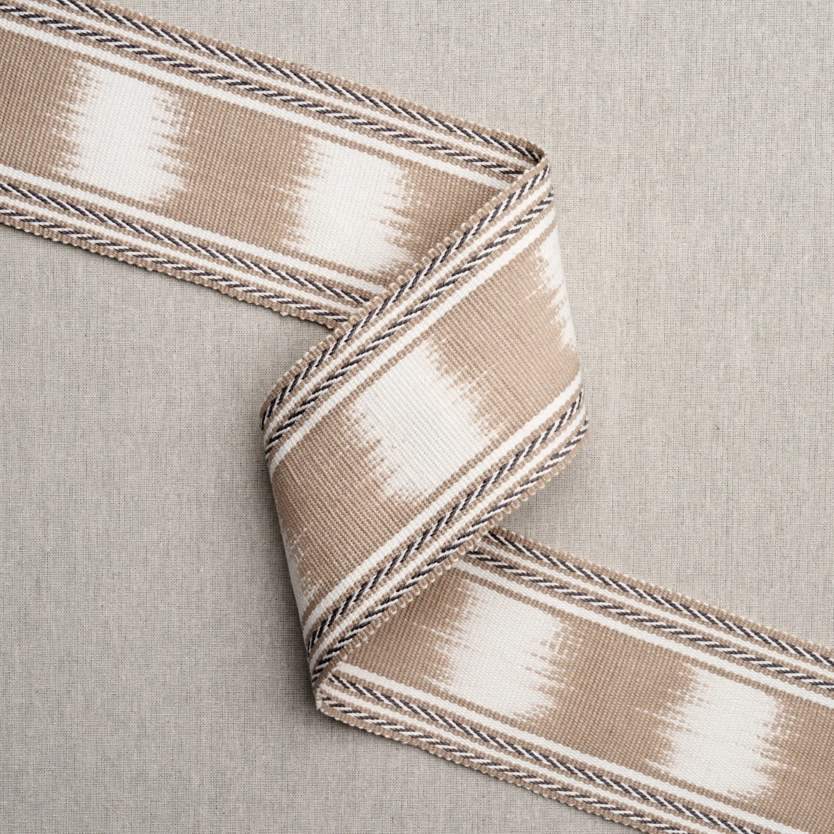 79305 | Banyan Ikat Tape - Sand Schumacher Banyan Ikat Tape trim in Sand (79305)