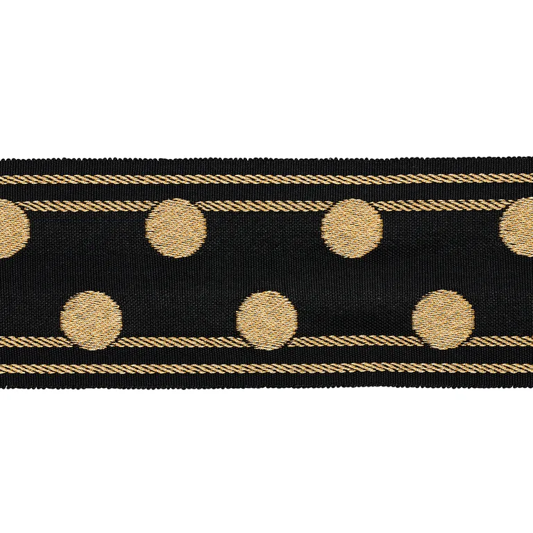Schumacher Bianca Tape trim in Gold Noir (82791)