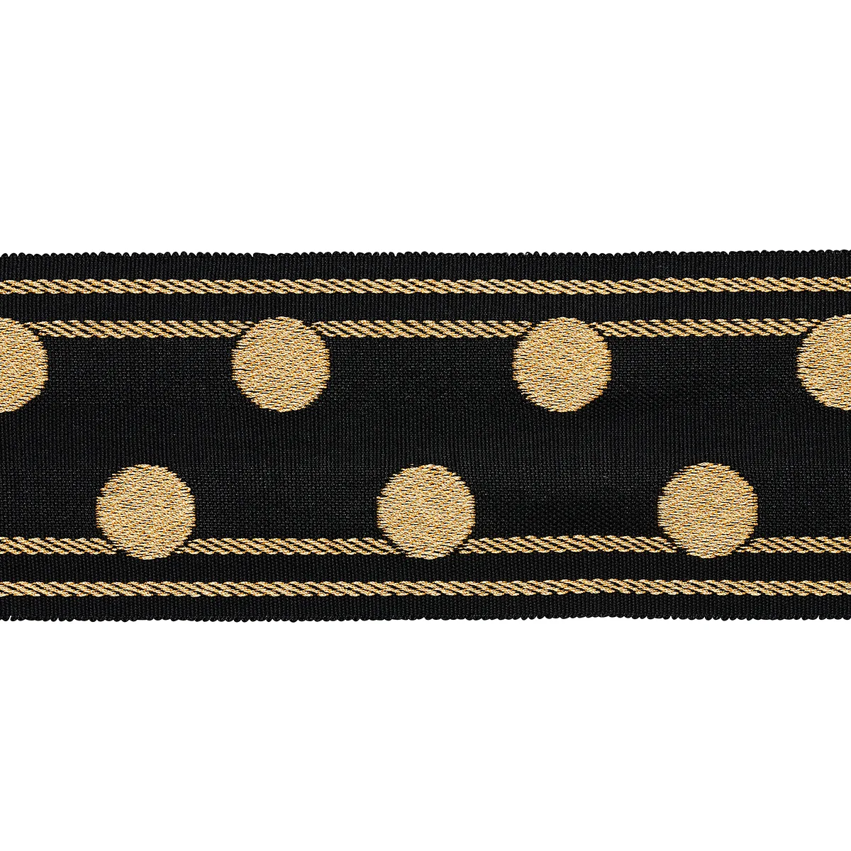 Schumacher Bianca Tape trim in Gold Noir (82791)