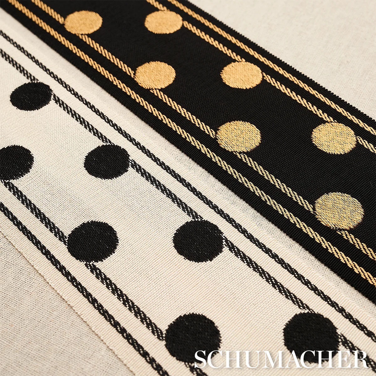 Schumacher Bianca Tape trim in Ivory Noir (82790)