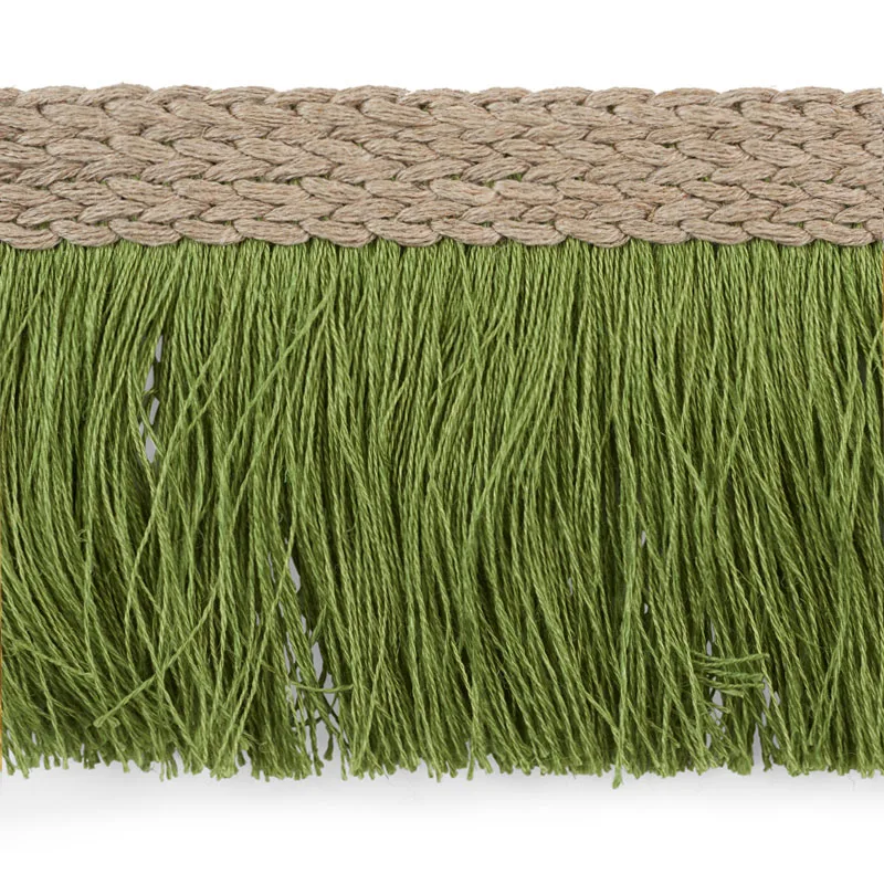 Schumacher Braided Linen Fringe trim in Leaf (76261)