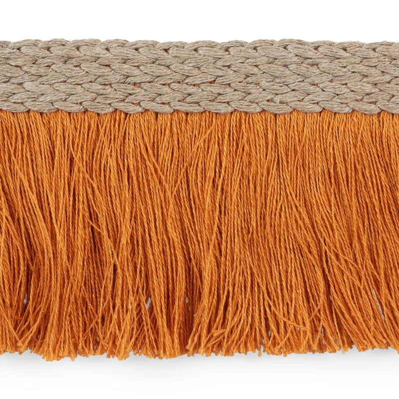 Schumacher Braided Linen Fringe trim in Orange (76262)