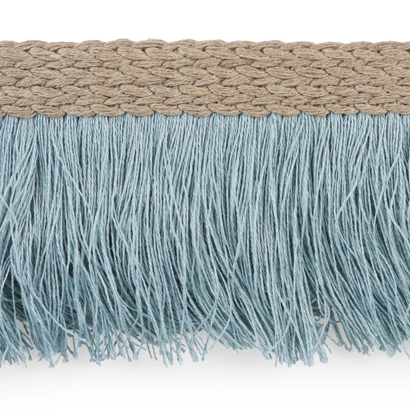 Schumacher Braided Linen Fringe trim in Sky (76260)