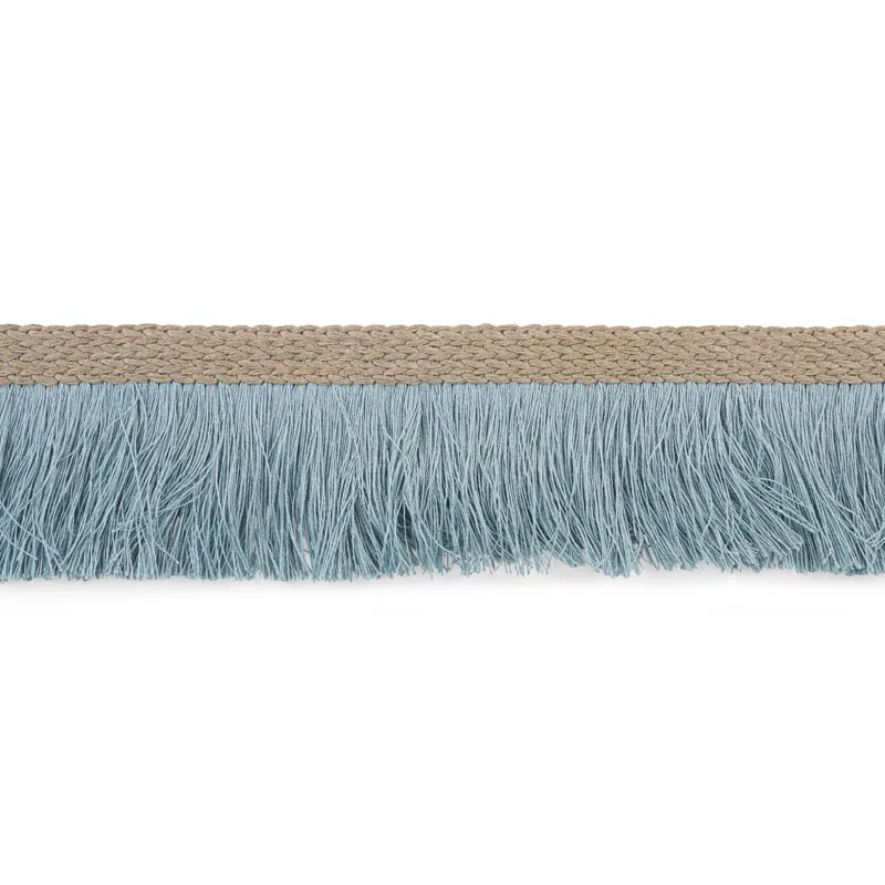 Schumacher Braided Linen Fringe trim in Sky (76260)