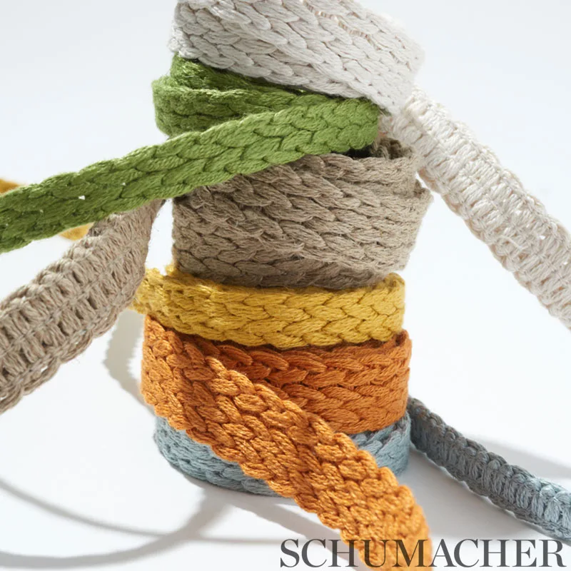 76274 | Braided Linen Tape Narrow - Natural Schumacher Braided Linen Tape Narrow trim in Natural (76274)