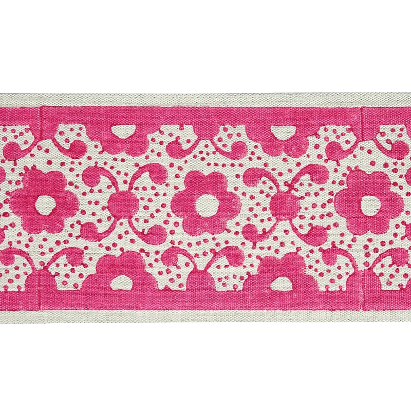 Schumacher Brinda Hand Blocked Tape trim in Pink (79122)