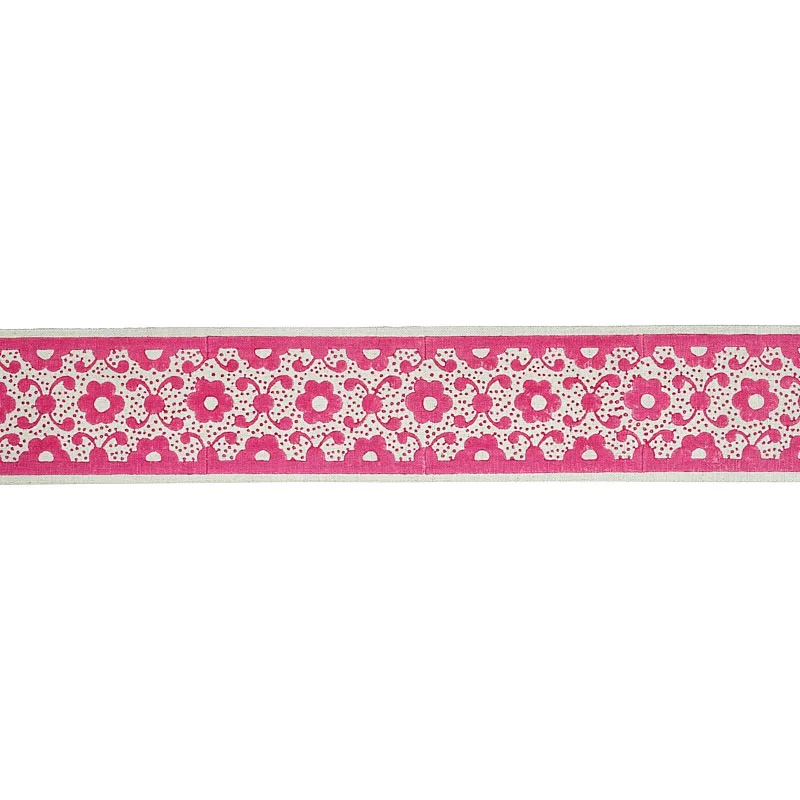 Schumacher Brinda Hand Blocked Tape trim in Pink (79122)