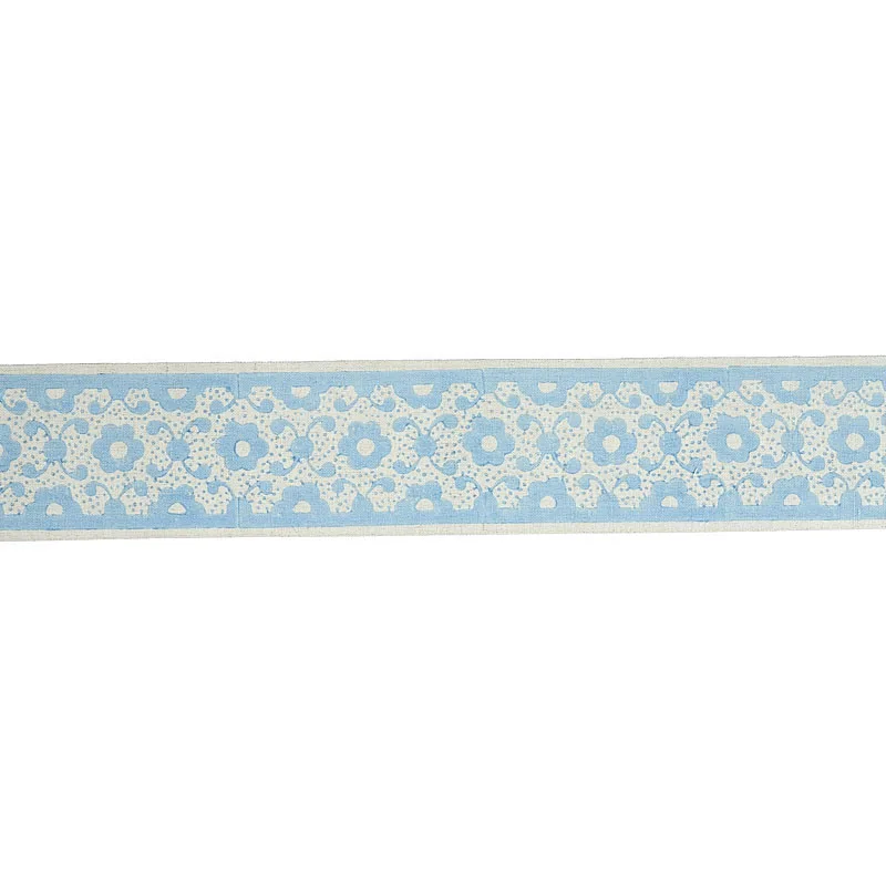 Schumacher Brinda Hand Blocked Tape trim in Sky (79121)