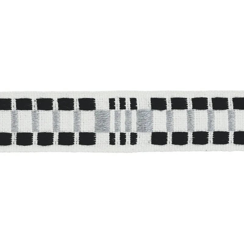 Schumacher Carmo Tape Narrow trim in Silver & Black (78991)