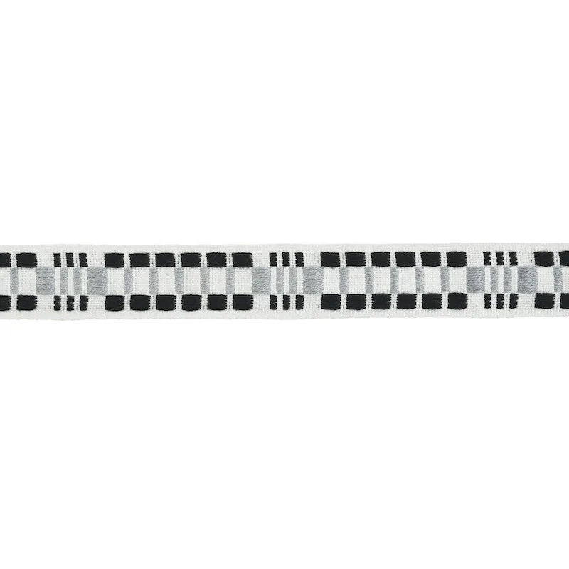 Schumacher Carmo Tape Narrow trim in Silver & Black (78991)