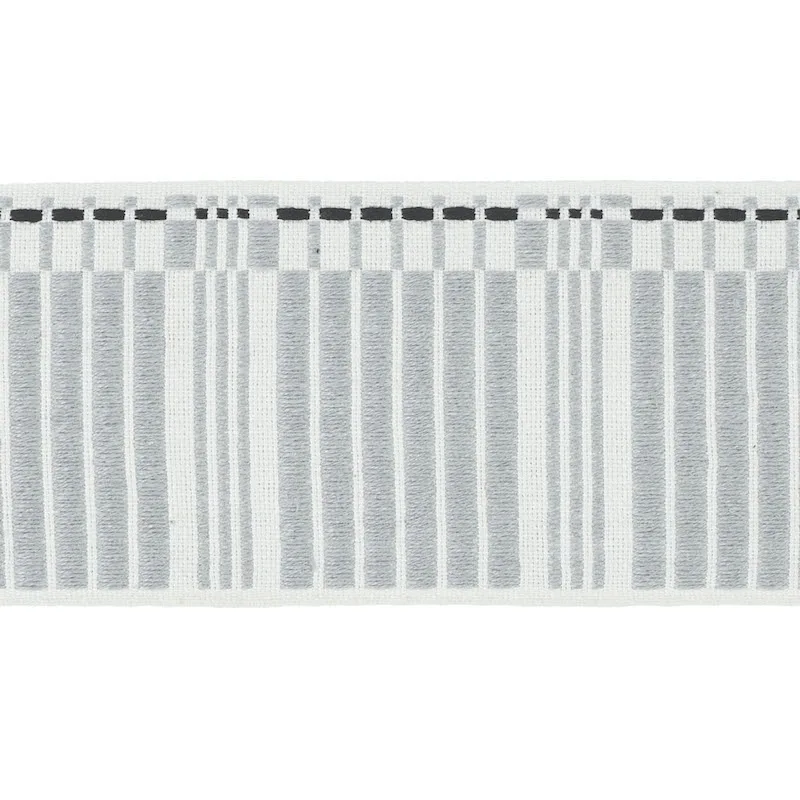 Schumacher Carmo Tape Wide trim in Silver & Black (79211)