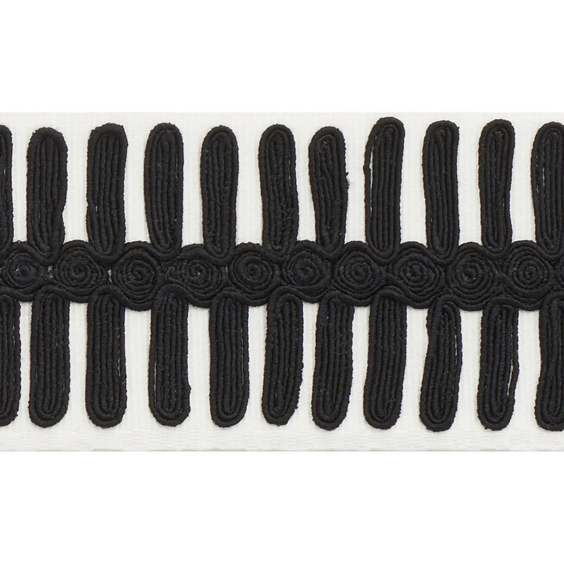 Schumacher Castille Tape trim in Black on Ivory (70742)