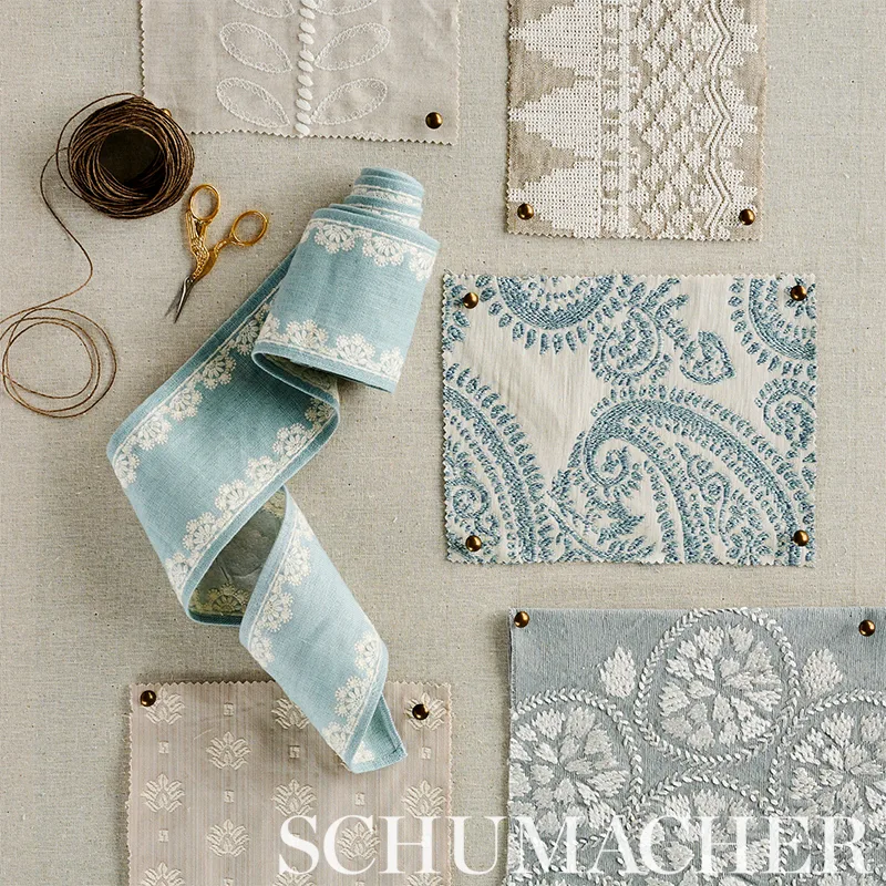 Schumacher Cecily Tape trim in Sky (77571)