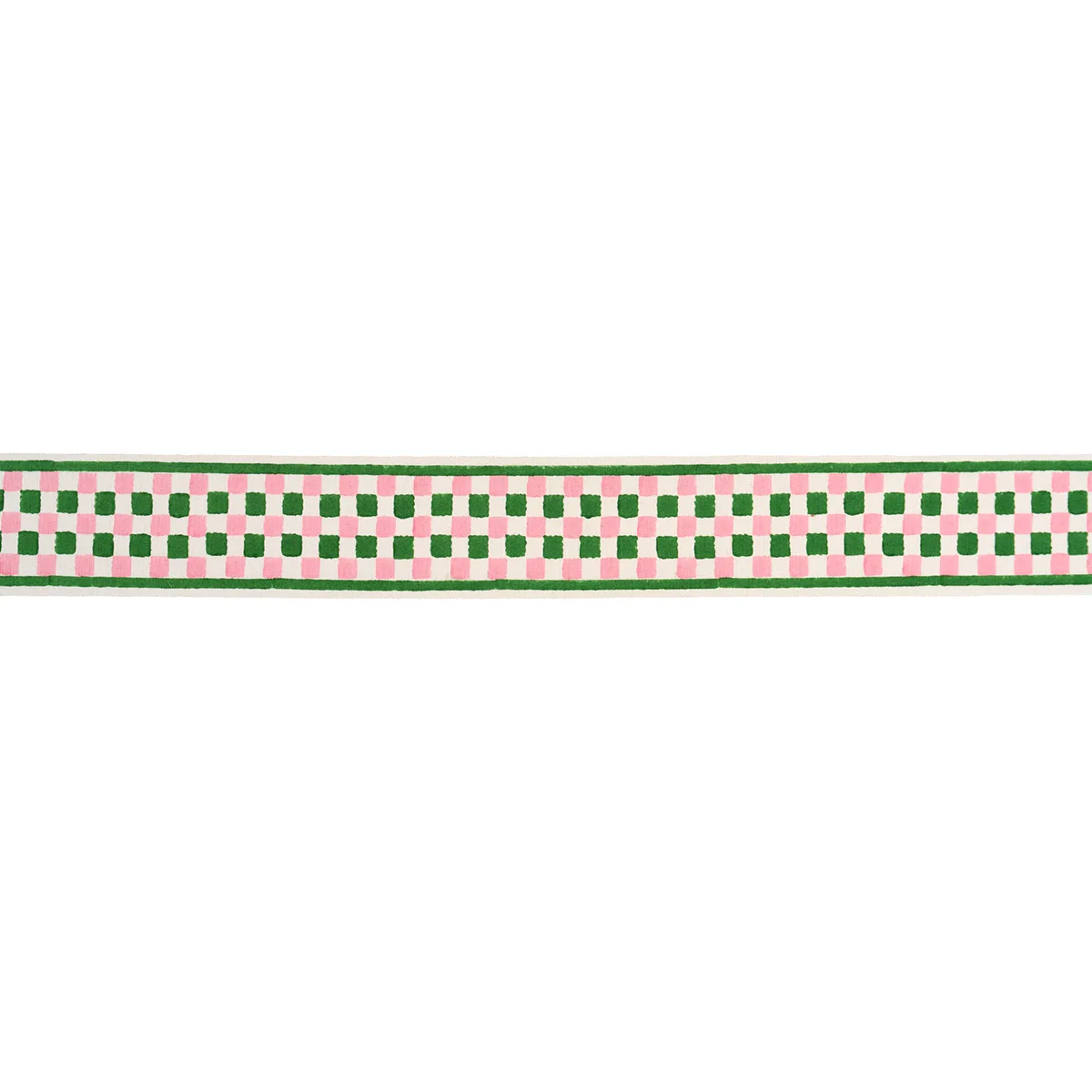 Schumacher Chequer Hand Block Trim in Green (85450)