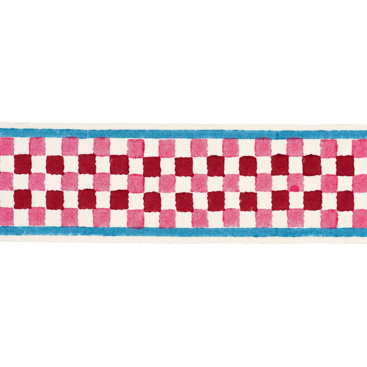 Schumacher Chequer Hand Block Trim in Pink (85451)