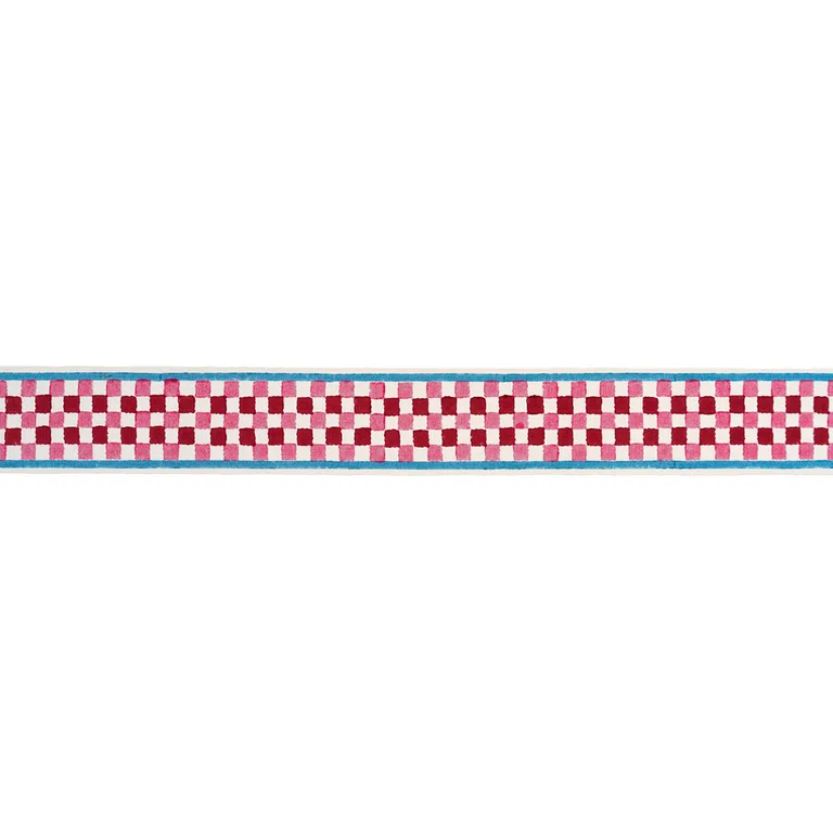Schumacher Chequer Hand Block Trim in Pink (85451)