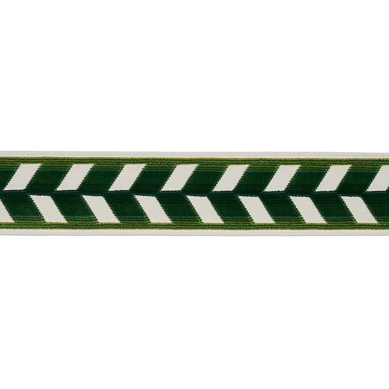 Schumacher Chevron Strie Velvet Tape trim in Emerald (80182)