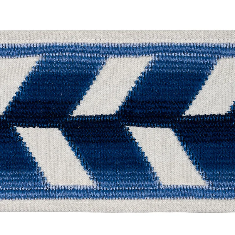 Schumacher Chevron Strie Velvet Tape trim in Lapis (80180)