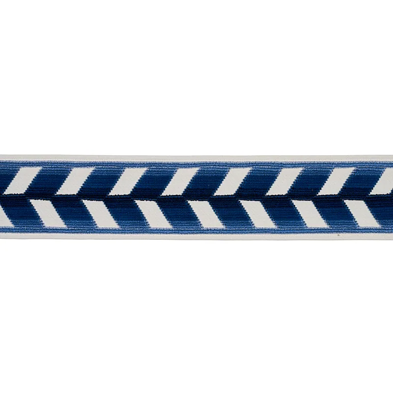 Schumacher Chevron Strie Velvet Tape trim in Lapis (80180)