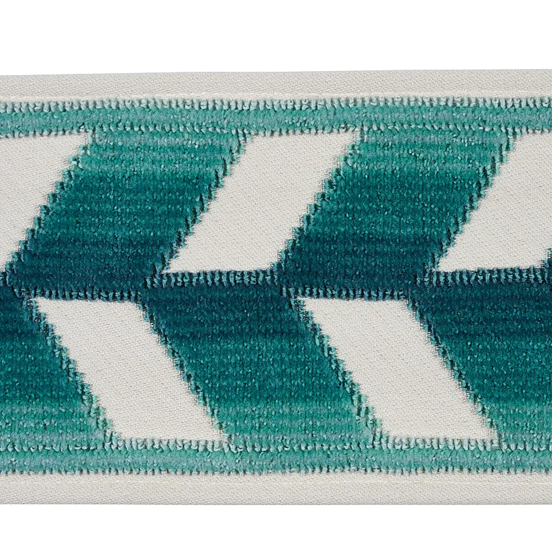 Schumacher Chevron Strie Velvet Tape trim in Peacock (80181)
