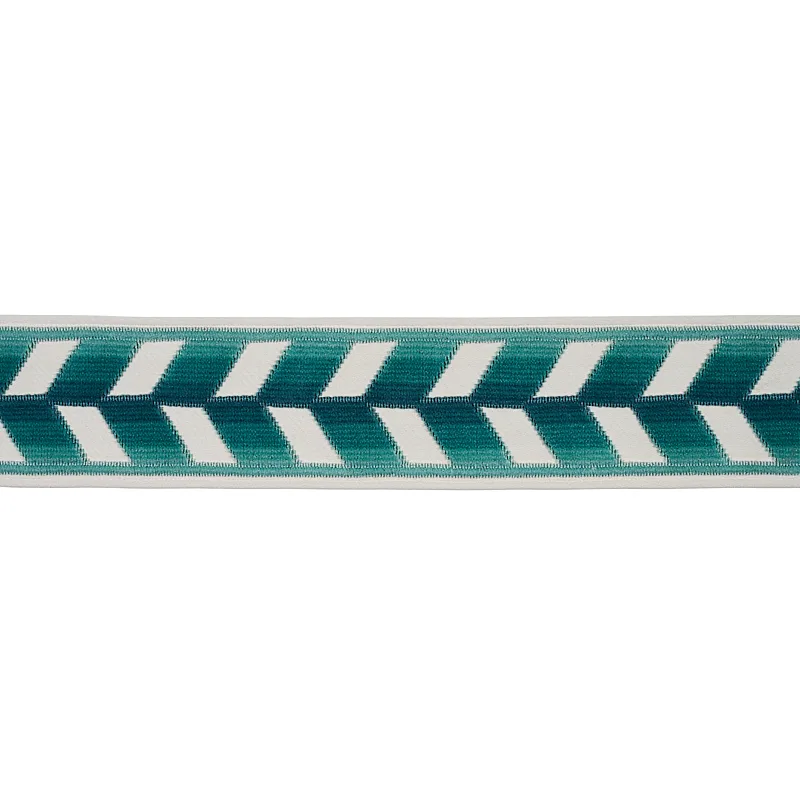 Schumacher Chevron Strie Velvet Tape trim in Peacock (80181)