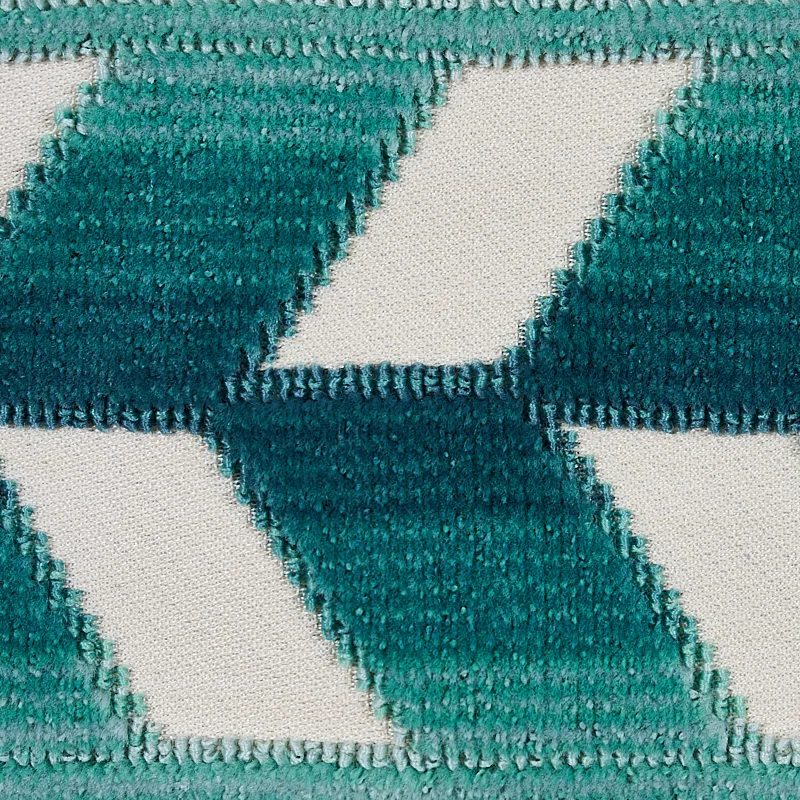 80181 | Chevron Strie Velvet Tape - Peacock Schumacher Chevron Strie Velvet Tape trim in Peacock (80181)