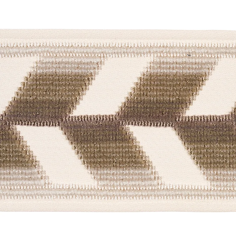 Schumacher Chevron Strie Velvet Tape trim in Stone (80184)
