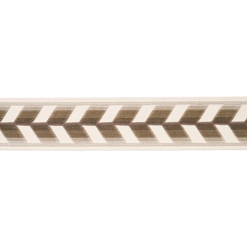 Schumacher Chevron Strie Velvet Tape trim in Stone (80184)