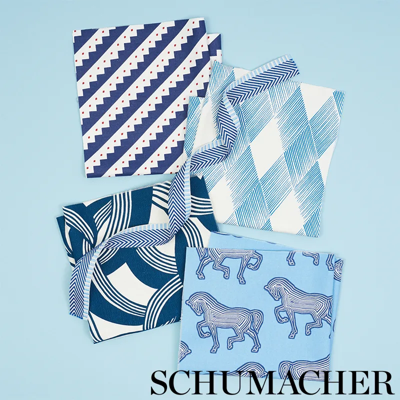 76113 | Chevron Twill Tape - Blue Schumacher Chevron Twill Tape trim in Blue (76113)