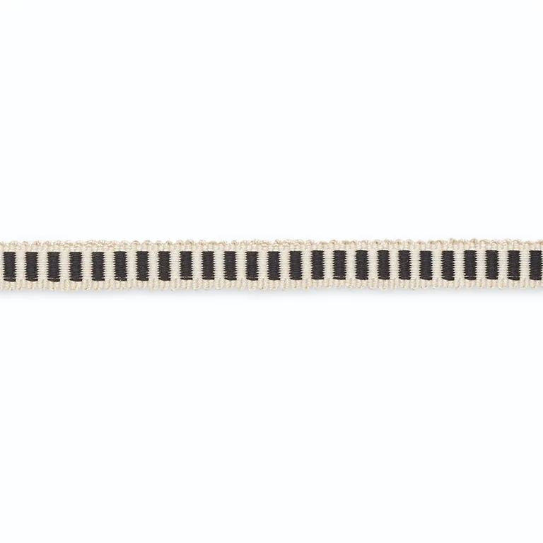 Schumacher Claudine Cotton Gimp trim in Snow/Obsidian (G500-4)