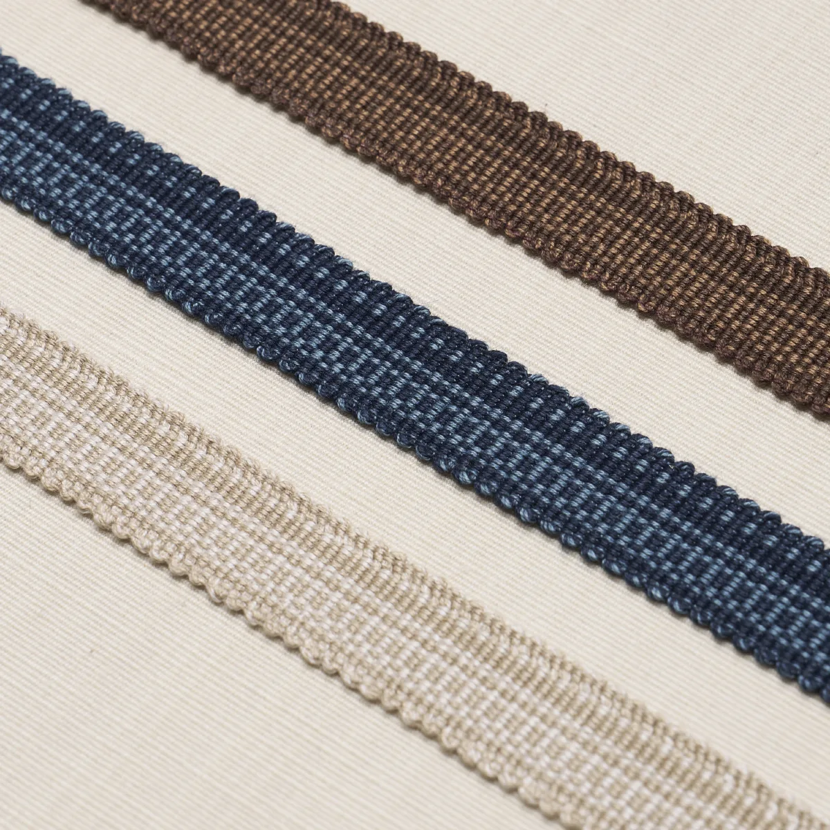 83951 | Cotton Strié Tape Narrow - Sand Schumacher Cotton Strié Tape Narrow trim in Sand (83951)