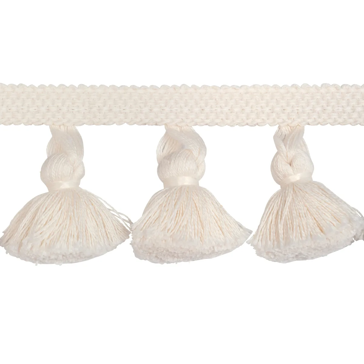 Schumacher Cotton Tassel Fringe trim in Ivory (84690)