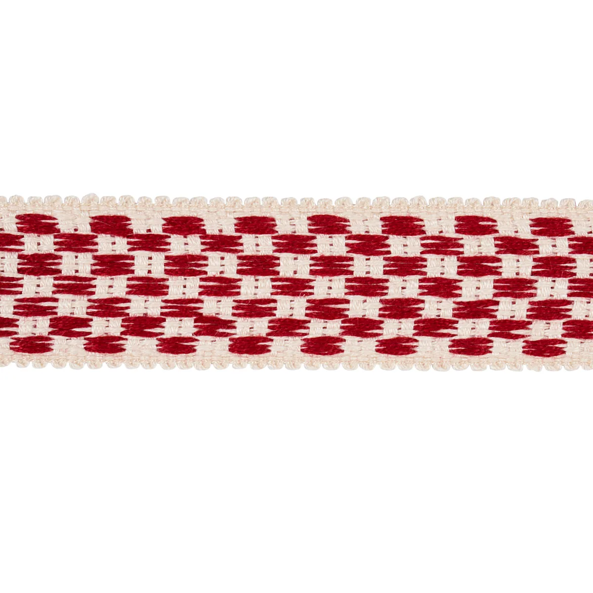 Schumacher Crawford Check Tape Medium trim in Cornwallis Red (81631)