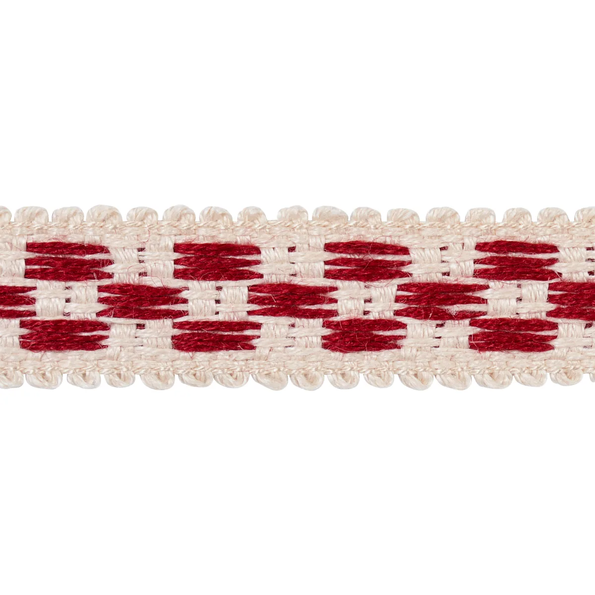 Schumacher Crawford Check Tape Narrow trim in Cornwallis Red (81621)