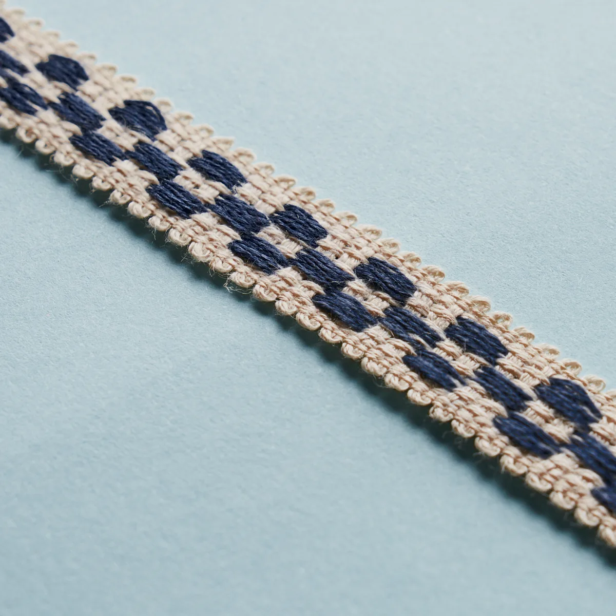 81620 | Crawford Check Tape Narrow - Indigo Schumacher Crawford Check Tape Narrow trim in Indigo (81620)