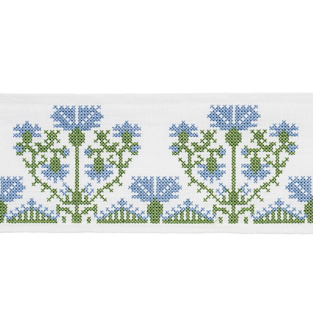 Schumacher Custis Embroidered Tape trim in Chesapeake (81661)
