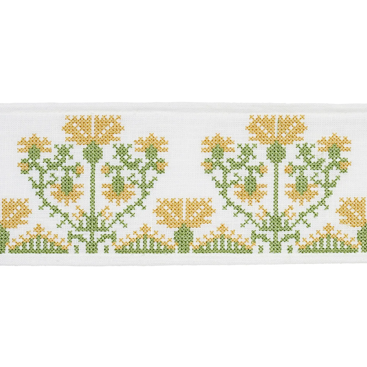 Schumacher Custis Embroidered Tape trim in Marigold (81663)