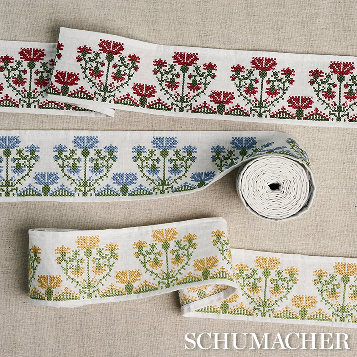 81663 | Custis Embroidered Tape - Marigold Schumacher Custis Embroidered Tape trim in Marigold (81663)