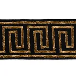 83642 | Delphi Beaded Tape - Gold on Black Schumacher Delphi Beaded Tape trim in Gold on Black (83642)