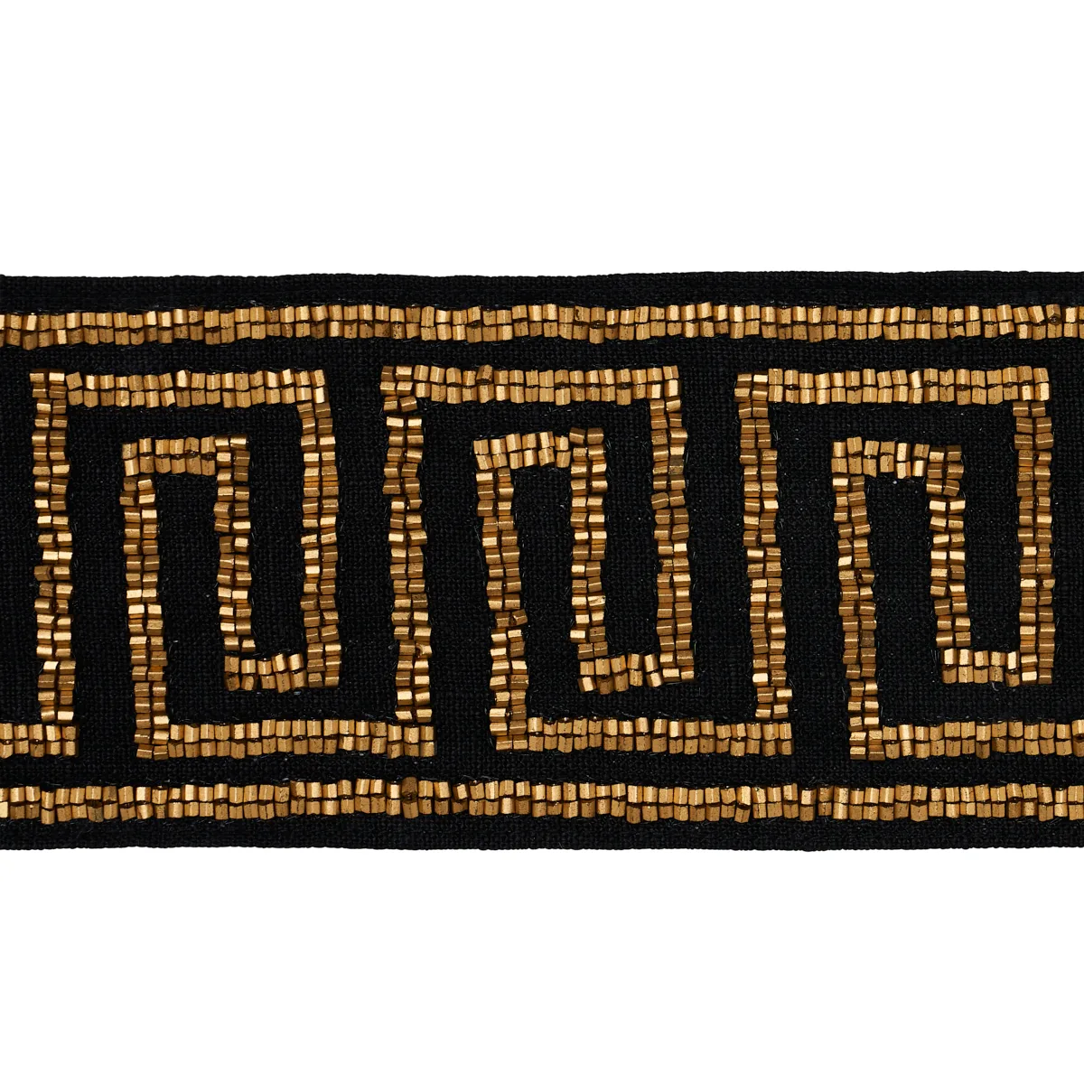 Schumacher Delphi Beaded Tape trim in Gold on Black (83642)