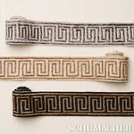 83642 | Delphi Beaded Tape - Gold on Black Schumacher Delphi Beaded Tape trim in Gold on Black (83642)
