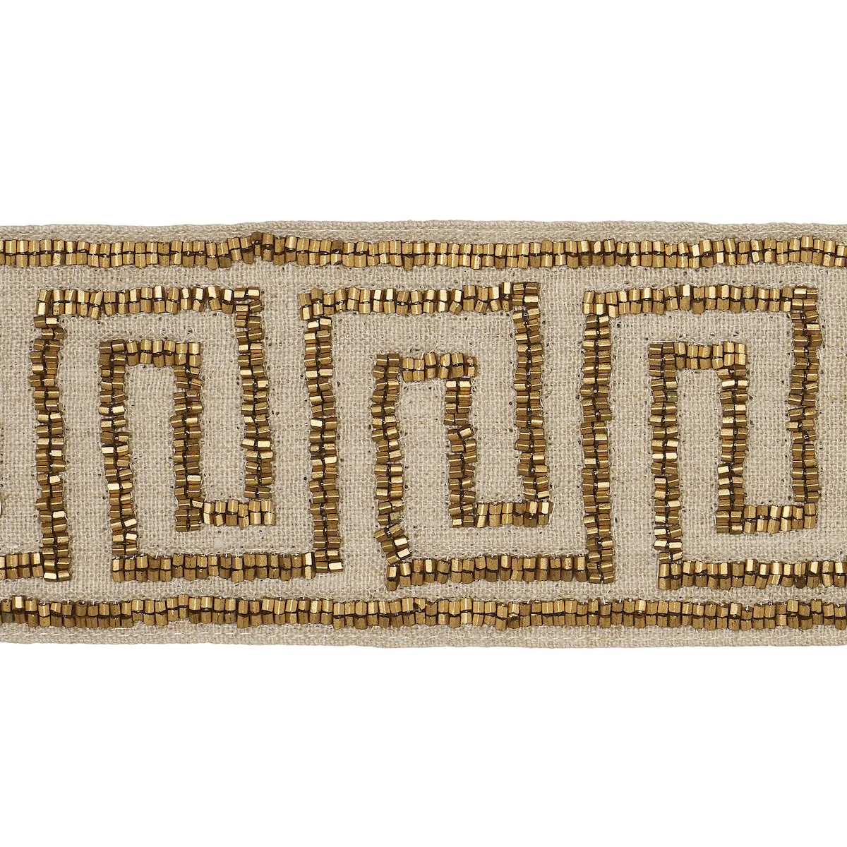 Schumacher Delphi Beaded Tape trim in Gold on Natural (83641)